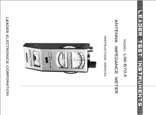 Antenna Impedance Meter LIM-870A; Leader Electronics (ID = 118206) Equipment