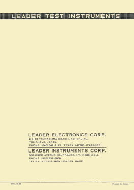 Audio Generator LAG-120A; Leader Electronics (ID = 2831638) Equipment
