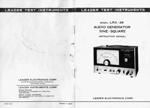 Audio Generator LAG-26; Leader Electronics (ID = 1024123) Equipment