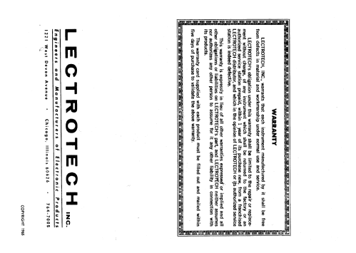 Picture Tube Analyzer CRT-100; Lectrotech Inc.; (ID = 1728607) Ausrüstung