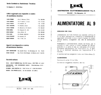 Alimentatore AL-9; LESA ; Milano (ID = 1857020) Aliment.