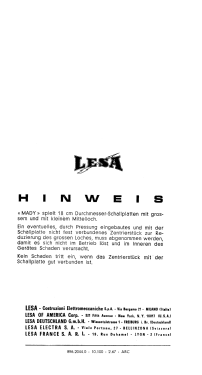 Mady 1; LESA ; Milano (ID = 3022895) Enrég.-R