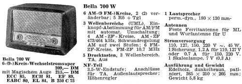 Bella 700W; Loewe-Opta; (ID = 2136765) Radio