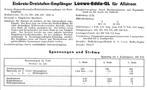 Edda GL; Loewe-Opta; (ID = 89834) Radio