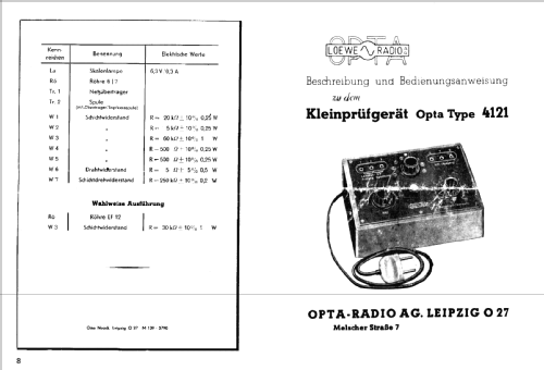 Kleinprüfgerät 4121; Loewe-Opta; (ID = 71088) Ausrüstung