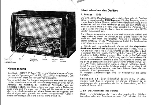 Meteor 1781W; Loewe-Opta; (ID = 2296106) Radio