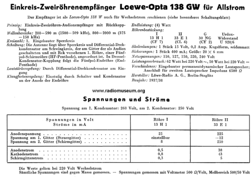 Opta 138GW; Loewe-Opta; (ID = 25425) Radio