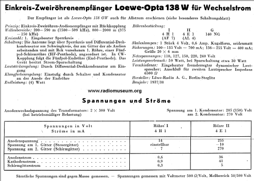 Opta 138W; Loewe-Opta; (ID = 25427) Radio