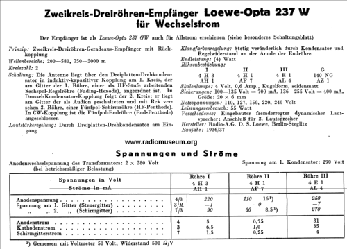 Opta 237W; Loewe-Opta; (ID = 25431) Radio