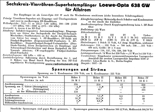 Opta 638GW; Loewe-Opta; (ID = 25457) Radio