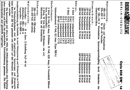 Opta 838GW; Loewe-Opta; (ID = 344976) Radio