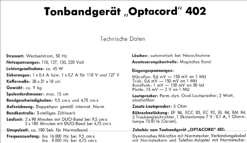 Optacord 402; Loewe-Opta; (ID = 739908) R-Player