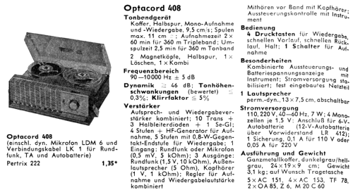 Optacord 408; Loewe-Opta; (ID = 1786657) Reg-Riprod