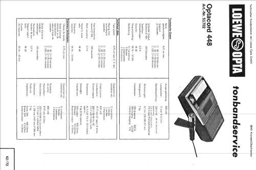Optacord 448 51702; Loewe-Opta; (ID = 619999) Ton-Bild