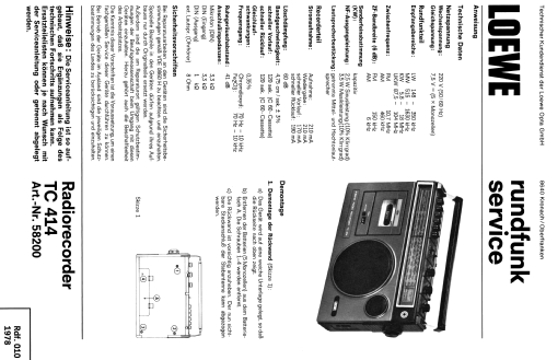 4 Band Radio Recorder TC414 Art.-Nr. 58200; Loewe-Opta; (ID = 1793429) Radio
