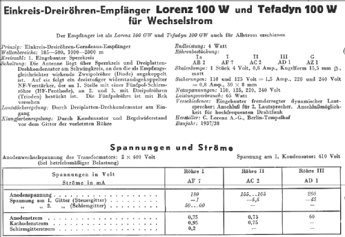 100W; Lorenz; Berlin, (ID = 14666) Radio