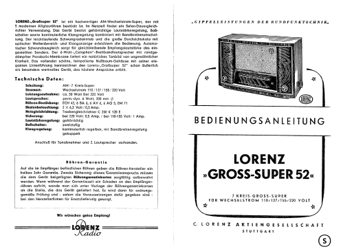 Großsuper 52; Lorenz; Berlin, (ID = 2066704) Radio