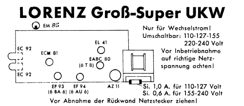 Großsuper UKW 1953 ; Lorenz; Berlin, (ID = 2583643) Radio