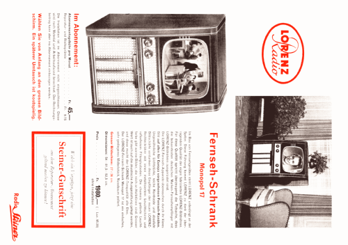 Monopol 17' 1 SP 83 L St; Lorenz; Berlin, (ID = 2654674) Television