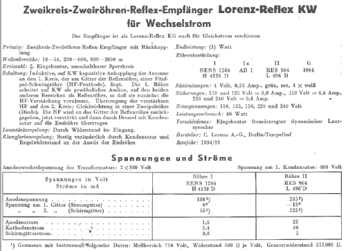 Reflex KW; Lorenz; Berlin, (ID = 14668) Radio