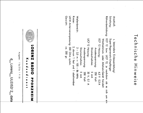 ULEI 52/II 'GW'; Lorenz; Berlin, (ID = 538380) Converter