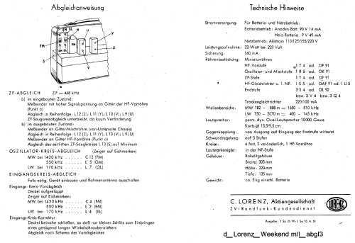 Weekend ; Lorenz; Berlin, (ID = 539306) Radio