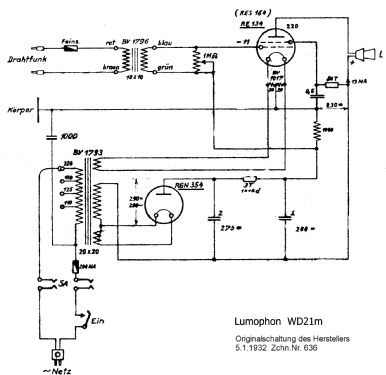 Drahtfunk WD21; Lumophon, Bruckner & (ID = 458856) Wired-W