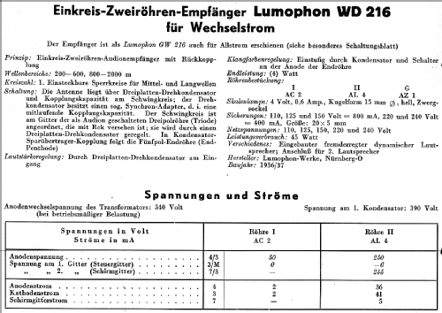 WD216; Lumophon, Bruckner & (ID = 14578) Radio