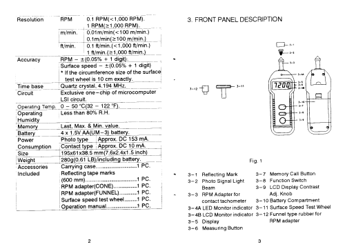 Photo Contact Tachometer DT-2238; Lutron; Taipei (ID = 2908013) Equipment