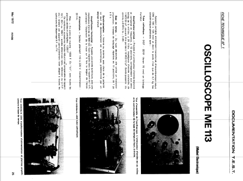 Oscilloscope ME113; Mabel Electronique; (ID = 986420) Ausrüstung