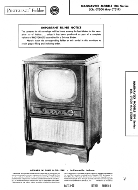 104 Series Ch= CT305; Magnavox Co., (ID = 3026756) Television