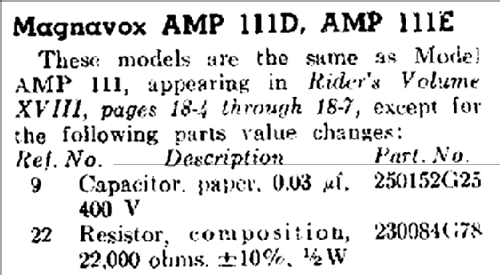 AMP-111D ; Magnavox Co., (ID = 798138) Ampl/Mixer