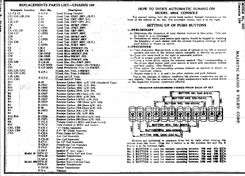 69 late Ch= 169; Majestic Radio & (ID = 432068) Radio