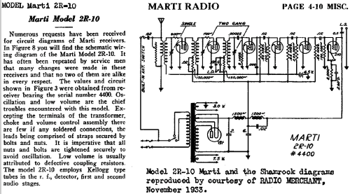 2 R 10 ; Marti Electric Radio (ID = 474189) Radio