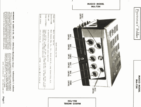 Five Channel Audio Amplifier MA-75N; Masco Mark Simpson (ID = 1450685) Ampl/Mixer