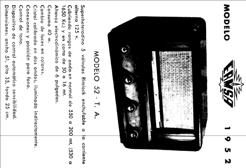 ERMSA 52-TA; Maymo, Escuela Radio (ID = 595033) Radio