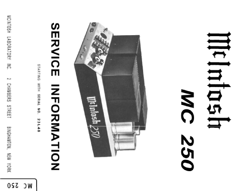 MC-250 ; McIntosh Audio (ID = 752171) Ampl/Mixer