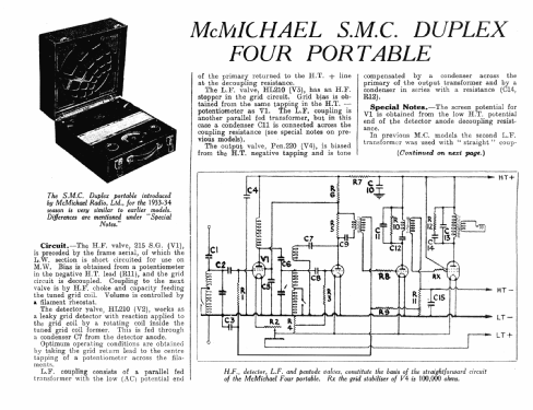 Duplex four SMC; McMichael Radio Ltd. (ID = 808903) Radio