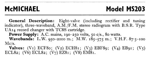 MS203; McMichael Radio Ltd. (ID = 597712) Radio