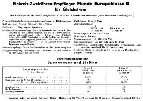 Europaklasse G; Mende - Radio H. (ID = 28649) Radio