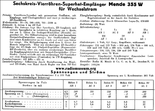 Gross-Super M355 - 355W; Mende - Radio H. (ID = 28738) Radio