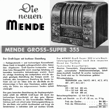 Gross-Super M355 - 355W; Mende - Radio H. (ID = 1476604) Radio