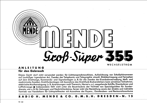 Gross-Super M355 - 355W; Mende - Radio H. (ID = 1931217) Radio