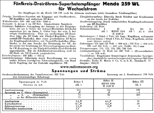 Sparsuper 259WL; Mende - Radio H. (ID = 28779) Radio