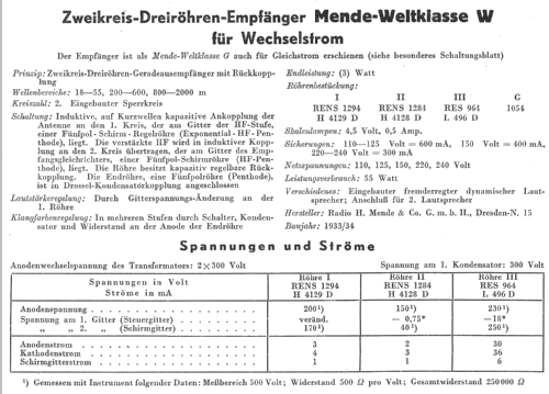 Weltklasse W; Mende - Radio H. (ID = 13037) Radio