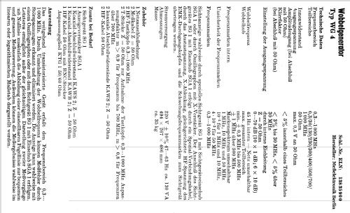 Wobbelgenerator WG 4 ; Messelektronik (ID = 842169) Equipment