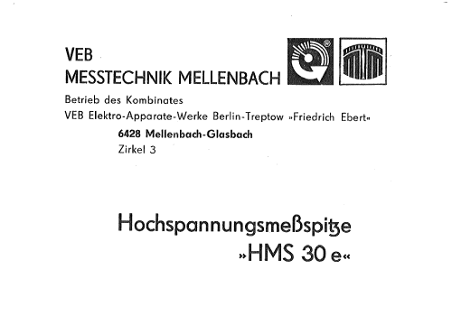 Hochspannungsmessspitze HMS30e; Messtechnik (ID = 1213502) Equipment