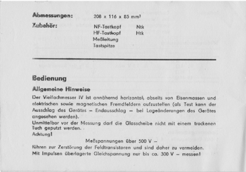 Vielfachmesser IV ; Messtechnik (ID = 2150539) Equipment