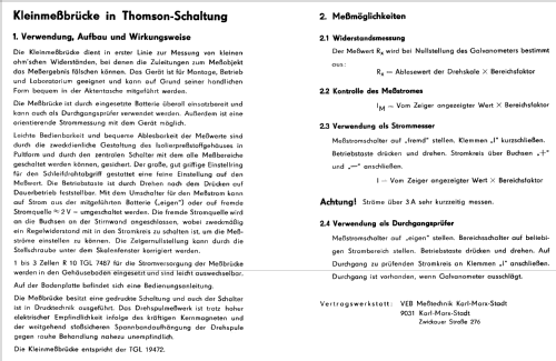 Widerstandsmessbrücke nach Thomson ; Messtechnik (ID = 268220) Equipment