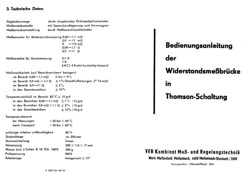 Widerstandsmessbrücke nach Thomson ; Messtechnik (ID = 268221) Equipment